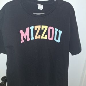Womens MIZZOU Black T-Shirt with Pastel Lettering